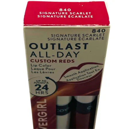 Covergirl Outlast All-Day Custom Reds Lip Color 840 Signature Scarlet 2 Pack New 3