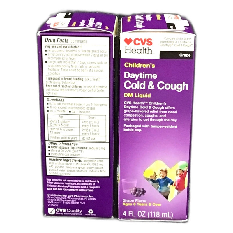 Cvs Children's Cold Cough DM Liquid 8oz Dimetapp Exp 11/26 Pack of 3 New