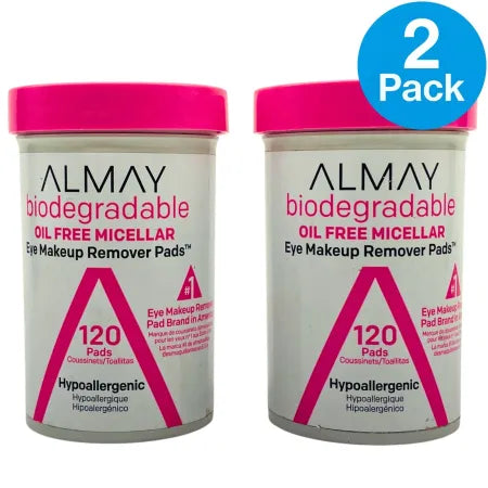 Almay Biodegradable Oil-Free Micellar Eye Makeup Remover Pads 120 Count 2 Pack