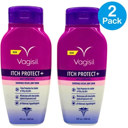 Vagisil Itch Protect+ Daily Crème Wash 8 fl oz (240ml) (2 Pack) New