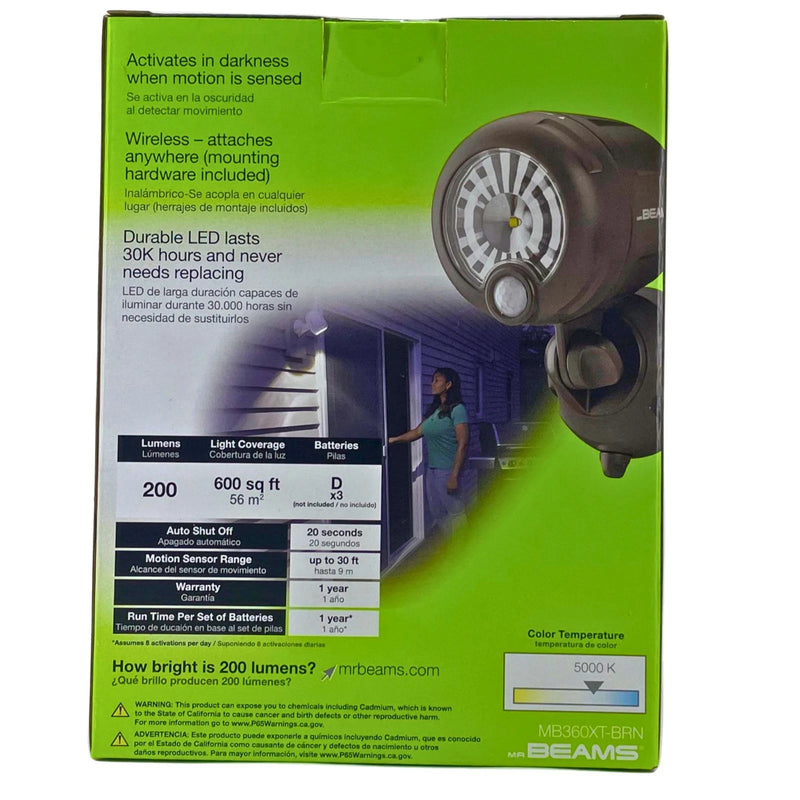 Mr. Beams MB360XT Wireless Motion Sensor LED Outdoor Spotlight Brown 200 LM 2 Pk