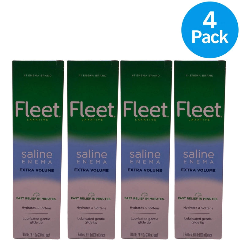Fleet Saline Enema Extra Volume 7.8 fl oz 4 Pack New EXP 08/28