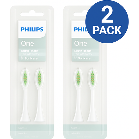 Philips One by Sonicare Brush Heads 2pk x2 = 4 Total Soft Bristles New