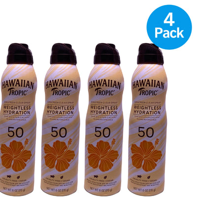 Hawaiian Tropic Weightless Hydration Sunscreen Spray SPF 50 4 Pack Exp 03/27