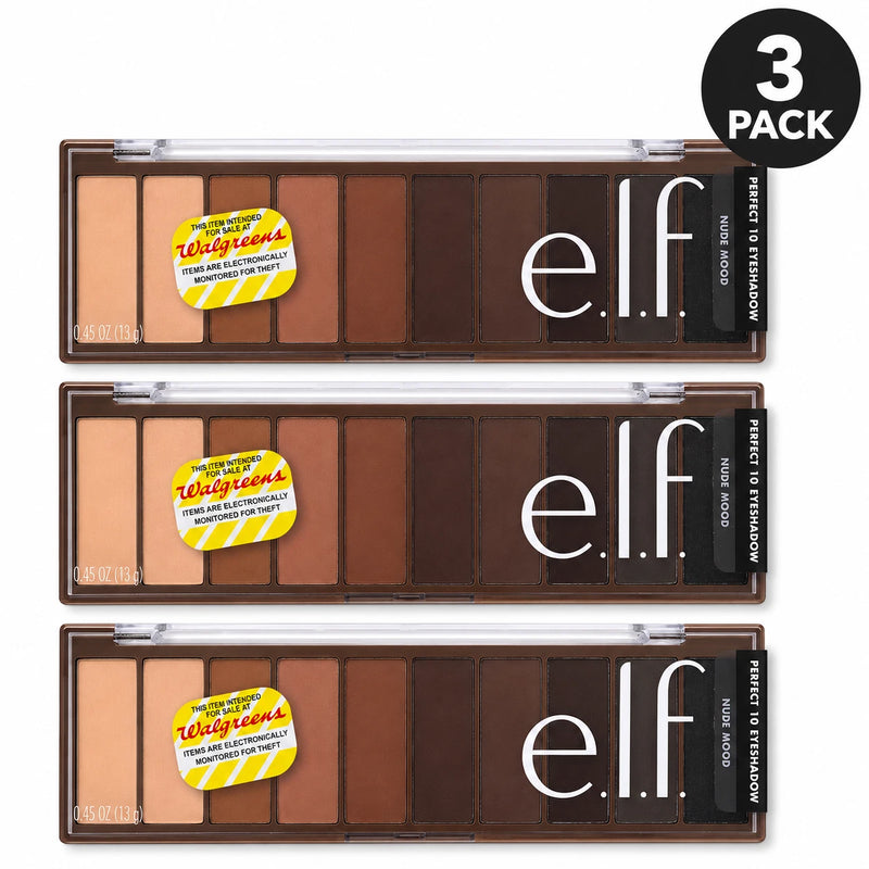 e.l.f. Cosmetics Perfect 10 Eyeshadow Palette Nude Mood 0.45 oz 3 Pack Bundle