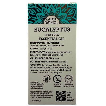 Guru Nanda Eucalyptus Essential Oil 1 fl oz 3 Pack New