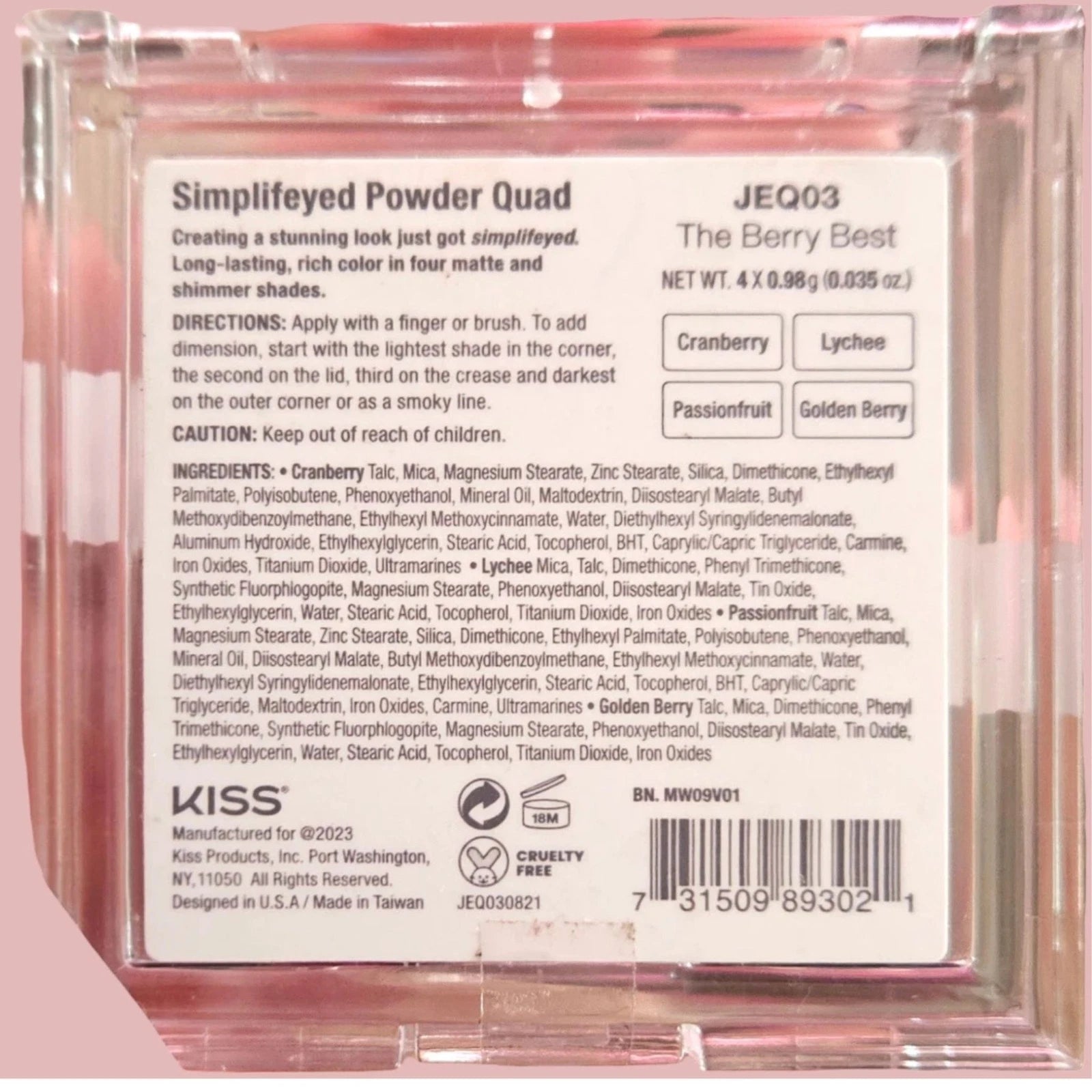 JOAH Simplifeyed Powder Quad JEQ03 The Berry Best 2 Pack New