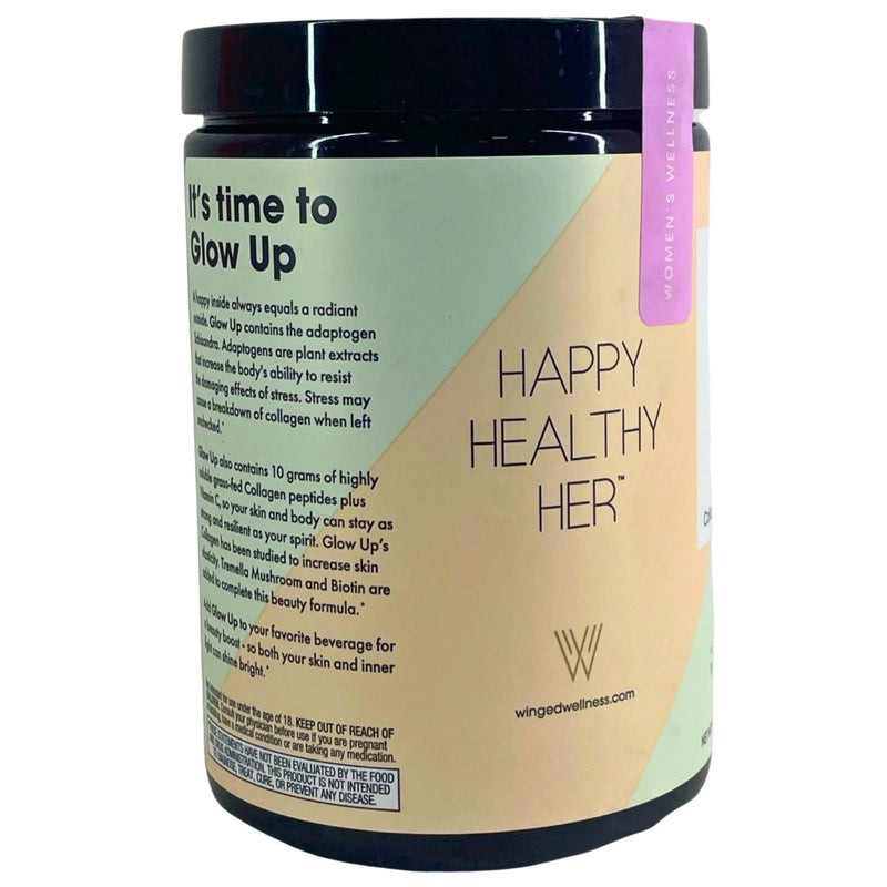 Winged Women's Wellness Glow Up Collagen Adaptogen Powder Unflavored 2 Pack New
