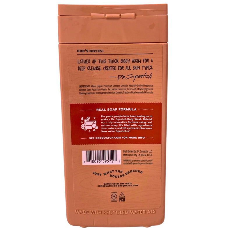 Dr. Squatch Wood Barrel Bourbon Men's Natural Body Wash Real Soap All Day Moistu