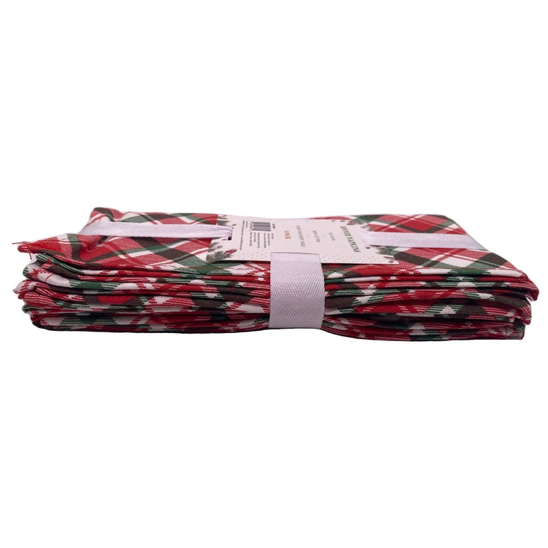 Christmas Plaid Cotton Dinner Napkins 18x18 in 5 Pack New
