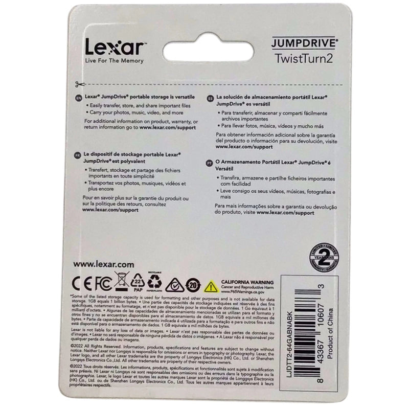 Lexar JumpDrive TwistTurn2 64GB USB 2.0 Flash Drive Swivel 4 Pack New