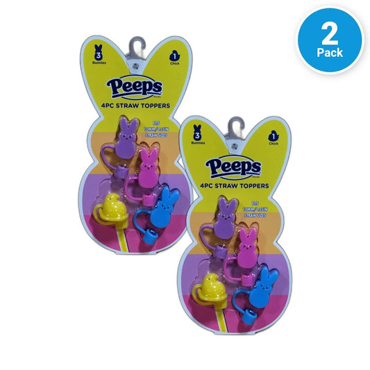 Peeps Easter Straw Toppers, Chick, Fits 10MM Straw, 8 Total Pack of 2 New
