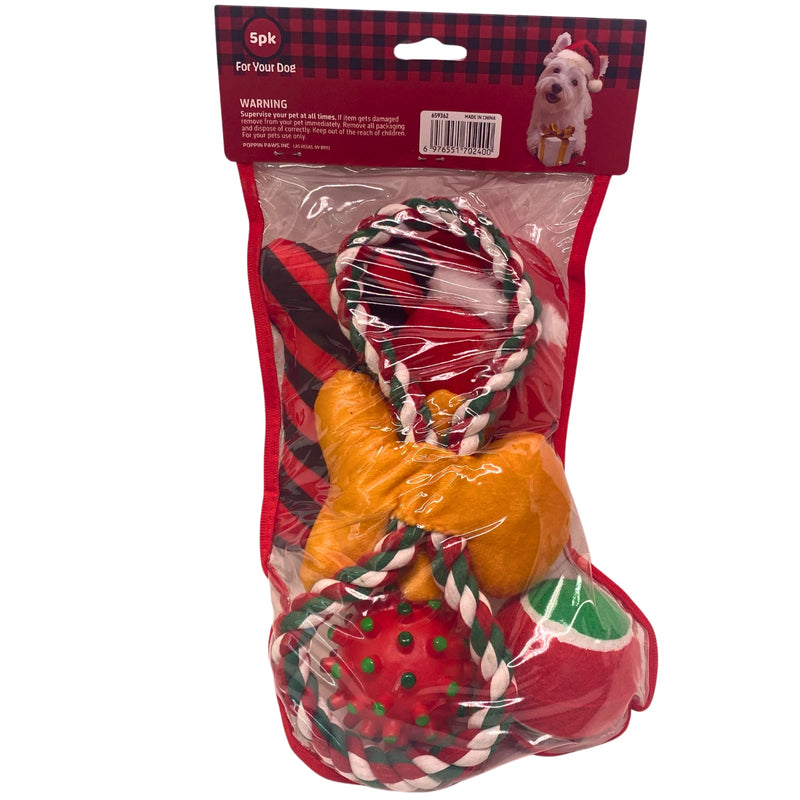 Holiday Dog Toys Squeeze Me Christmas Stocking Assortment Poppin New