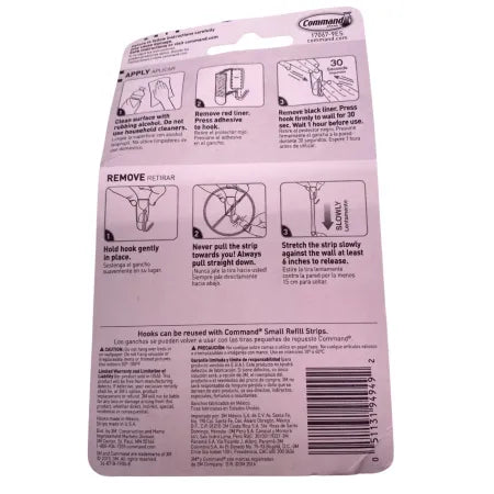 3M Command Small Hooks Multi Pack 4 Pack 0.5lb White New