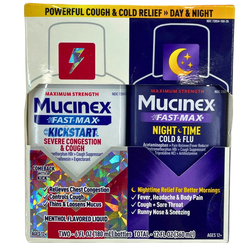 Mucinex Fast-Max Kickstart Severe Congestion & Nighttime Cold & Flu Liquid 6 Fl