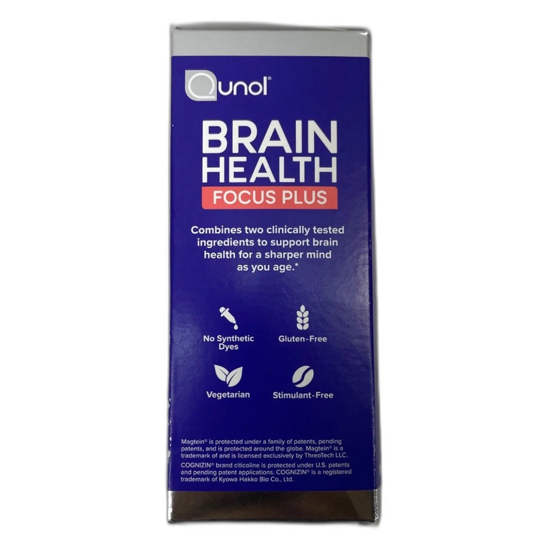 Qunol Brain Health Focus Plus Magnesium 180 Total Exp 02/27 Pack of 3 New