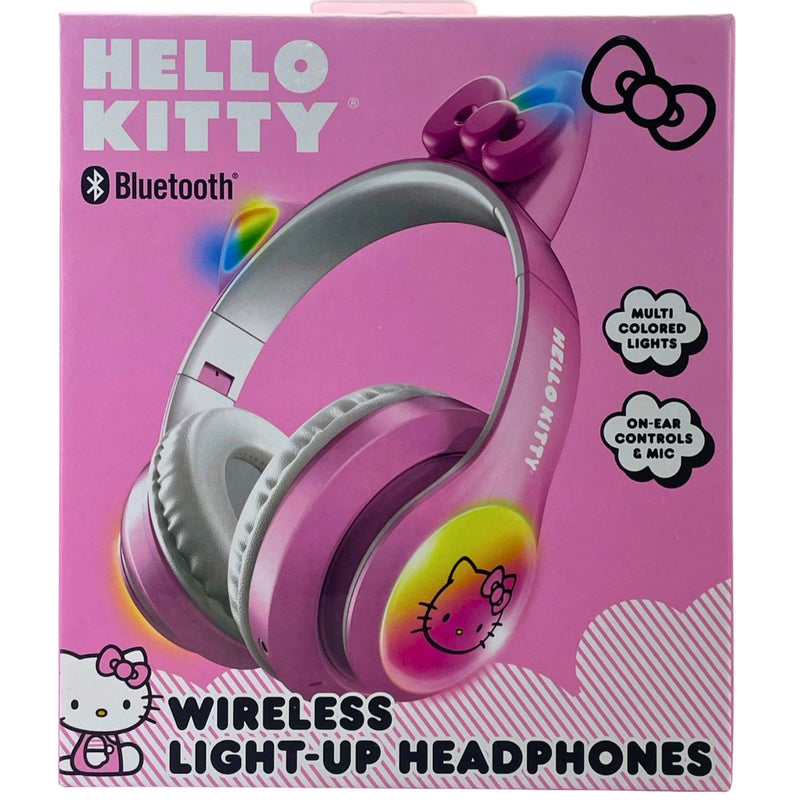 Hello Kitty Bluetooth Wireless Light-Up Over-Ear Headphones Pink Foldable 1 Pack