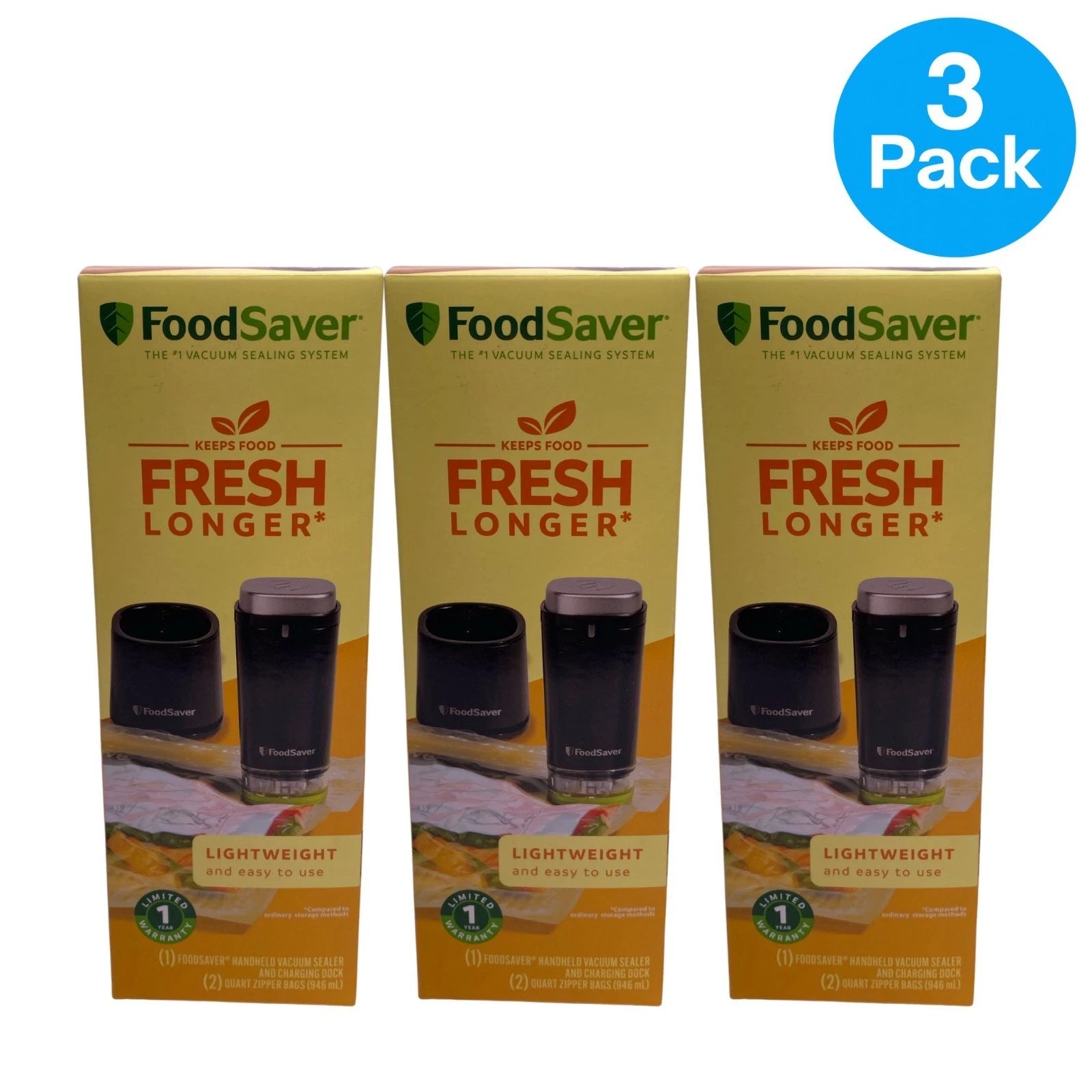 FoodSaver Handheld Vacuum Sealer Kit Black 3 Pack New