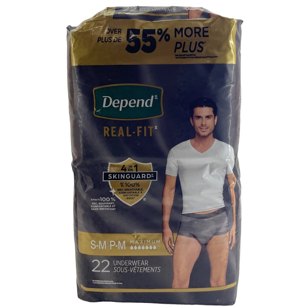 Depend Real-Fit Men's Incontinence Underwear Maximum Absorbency S/M 2 Pack New
