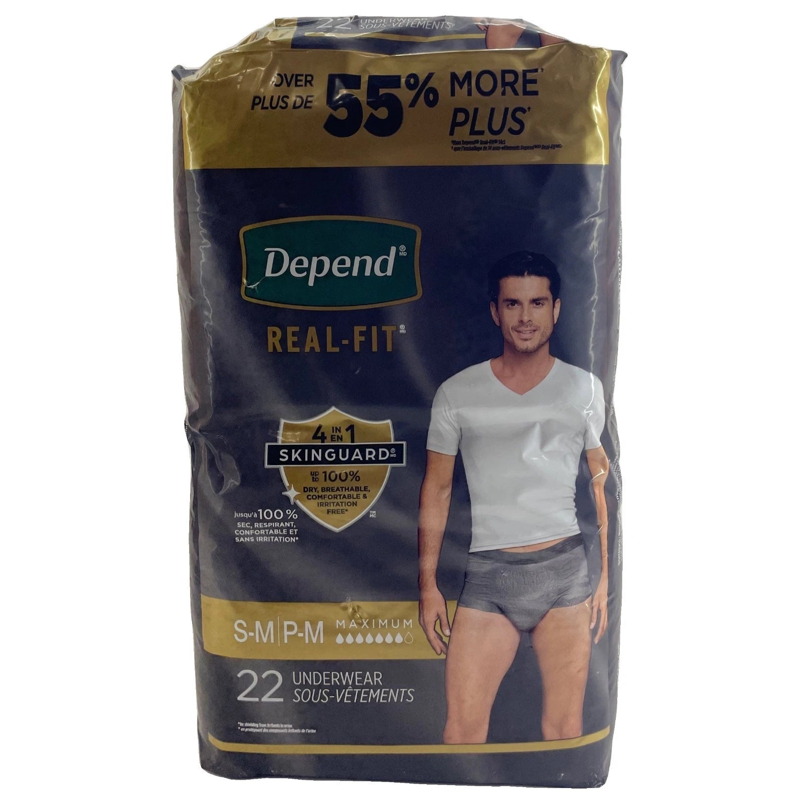 Depend Real-Fit Men's Incontinence Underwear Maximum Absorbency S/M 2 Pack New 2