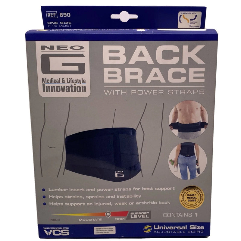 Neo G Back Brace with Power Straps Universal Size 1 Pack New