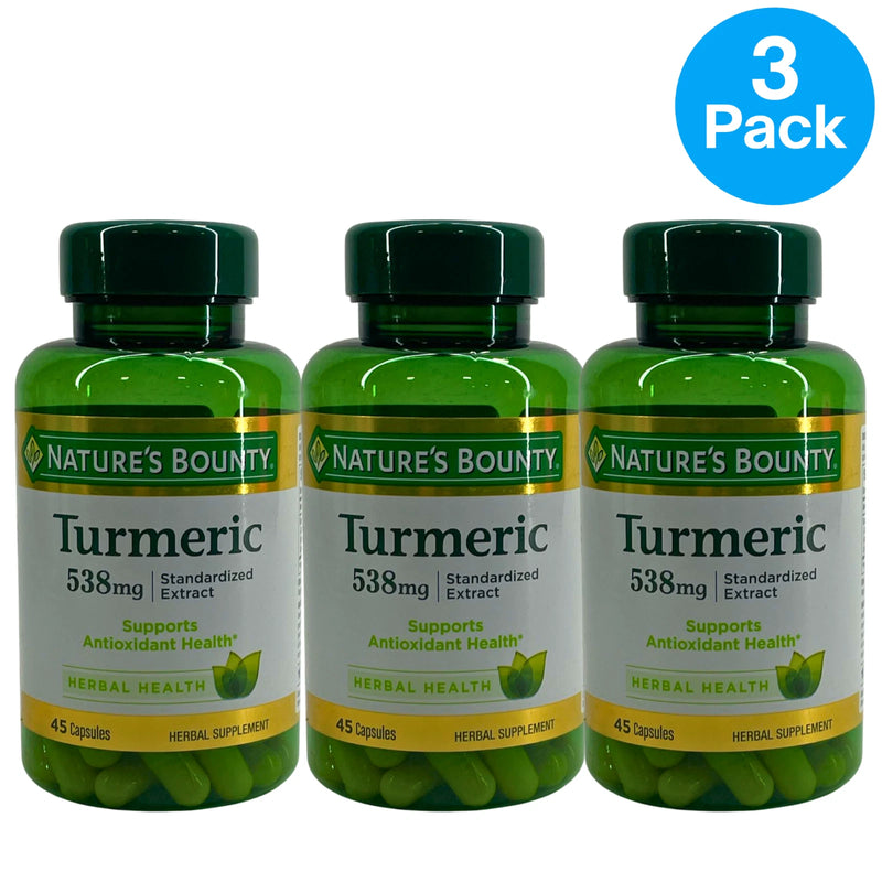 Nature's Bounty Turmeric 538mg Standardized Extract 45 Capsules Exp 12/27 3 Pack