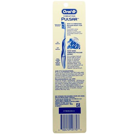 Oral-B Pulsar Charcoal Vibrating Toothbrush (2 Pack) New 2
