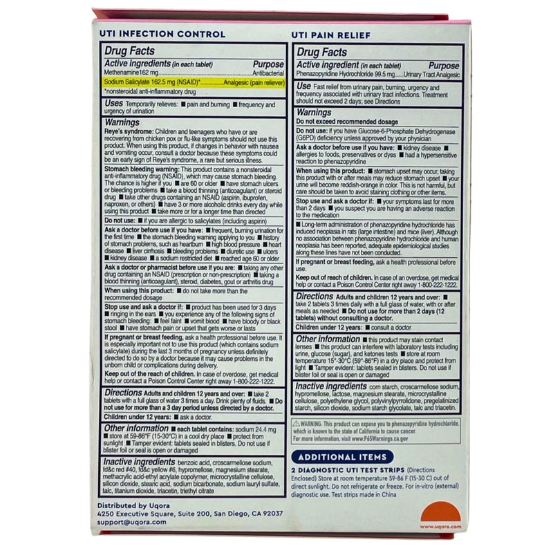 Uqora All-In-One UTI Emergency Kit Pain Relief Infection 2 Pack Exp 02/27