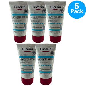 Eucerin Advanced Repair Hand Cream Fragrance Free Very Dry Skin 2.7 oz (5 Pack)