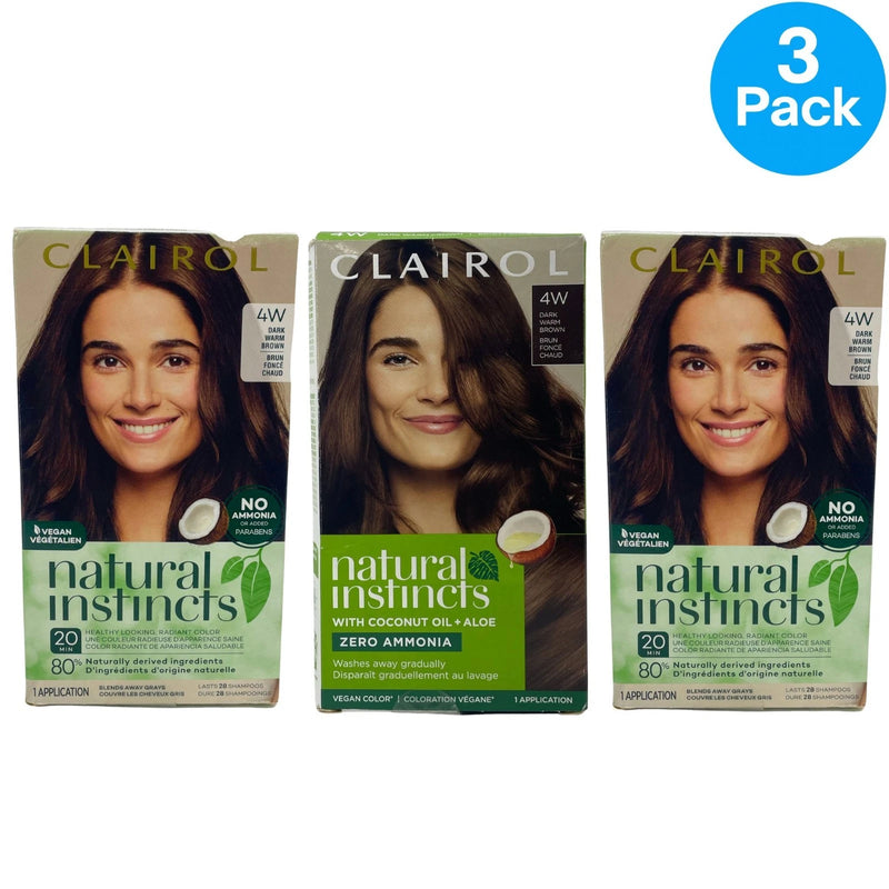 Clairol Natural Instincts 4W Dark Warm Brown Hair Color 3 Pack New