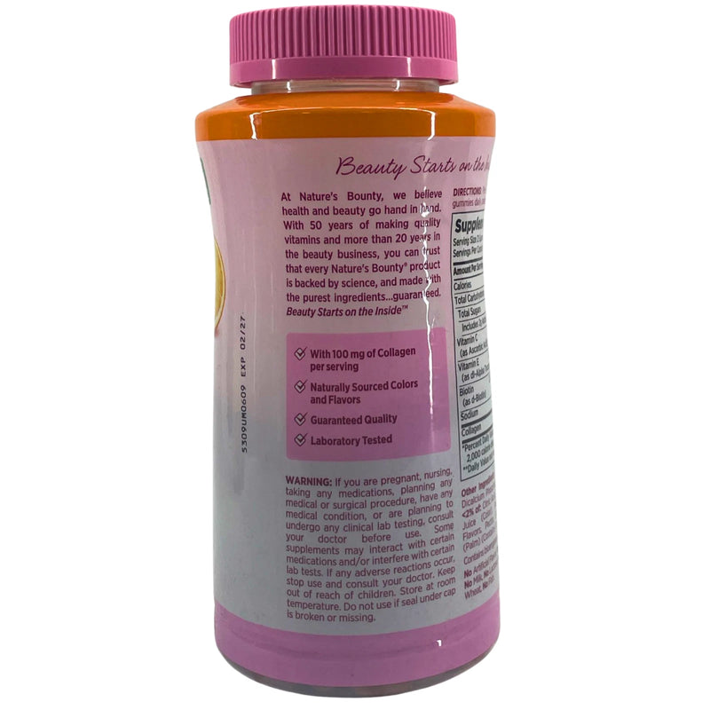 Nature's Bounty Optimal Solutions Hair Skin & Nails Gum Collagen & Biotin 2 Pack