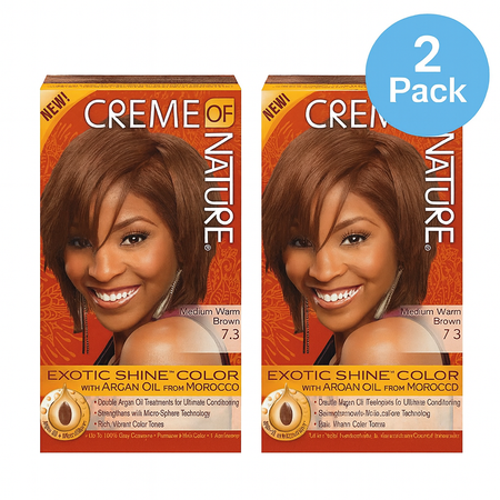 Creme of Nature Exotic Shine Hair Color 7.3 Medium Warm Brown 2 Pack box