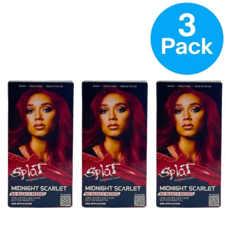 Splat Midnight Scarlet Hair Color No Bleach Needed Semi-Permanent 3 Pack Bundle