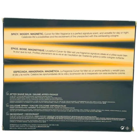 Curve for Men Gift Set 3pc – 2.5 oz Cologne + Balm + Deodorant – New