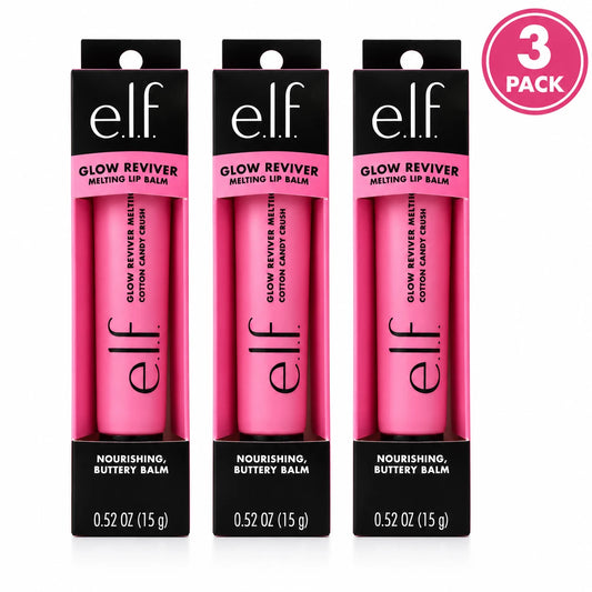 e.l.f. Glow Reviver Melting Lip Balm Cotton Candy Crush Nourishing 0.52 oz 3 Pk