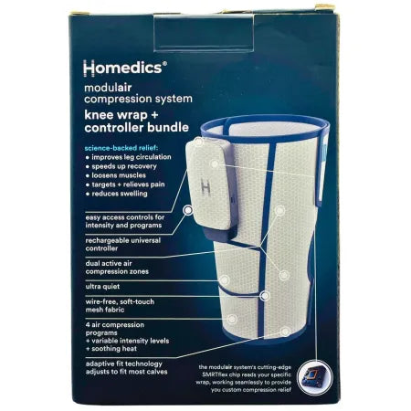 Homedics Modular Compression Knee Wrap + Controller Bundle (1 Pack) New