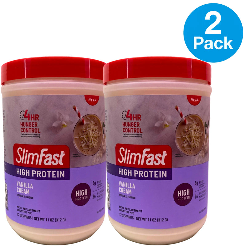 SlimFast High Protein Meal Replacement Smoothie Mix Vanilla Cream 11 oz 2 Pack