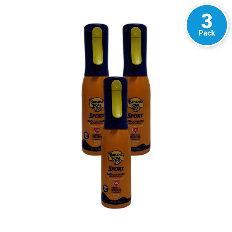 Banana Boat 360 Coverage SPF 50 Sunscreen Spray 5.5oz Exp 02/27 Pack of 3 New