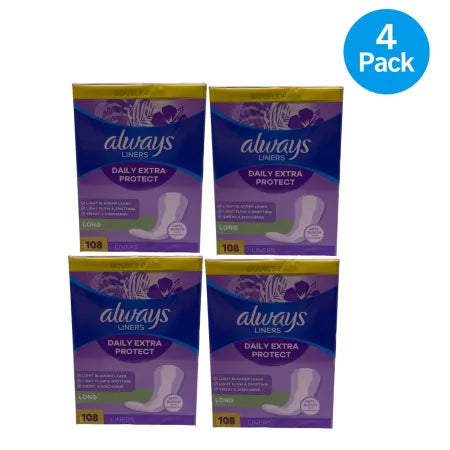 Always Liners Daily Extra Protect Long 108ct 4 Pack New