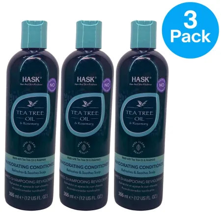 HASK Tea Tree Oil & Rosemary Invigorating Conditioner 12 fl oz 3 Pack Set