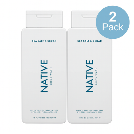 Native Body Wash Sea Salt & Cedar 18 fl oz 2 Pack New 1