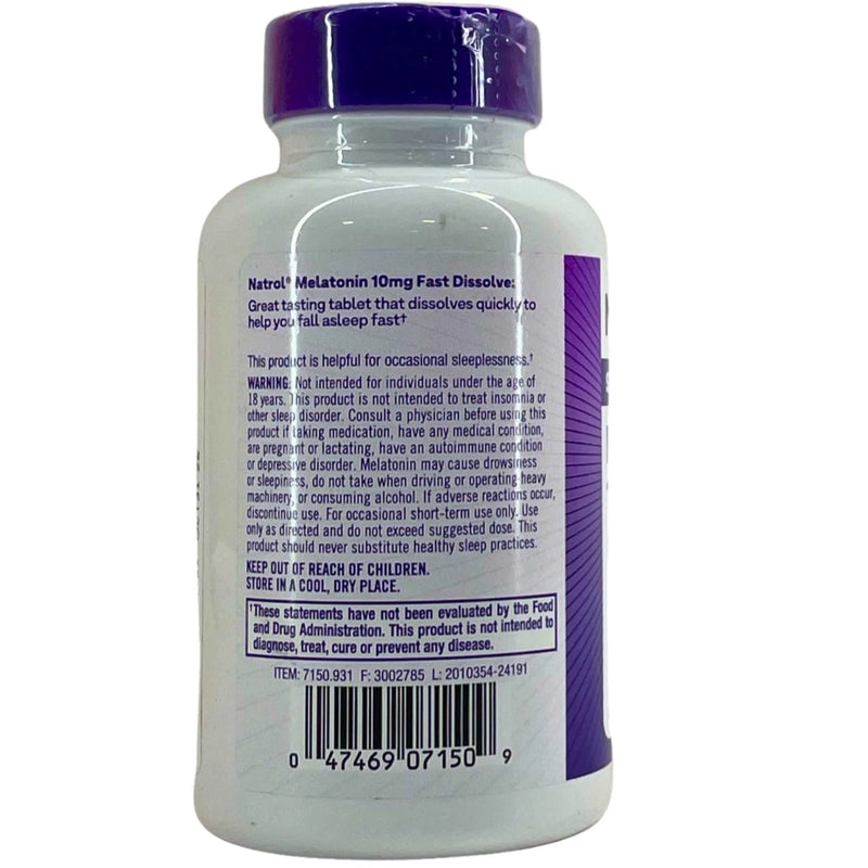 Natrol Melatonin 10mg Fast Dissolve 100 Tablets 7 Pack New Exp 09/2026