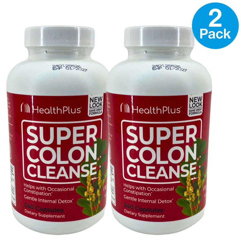 Health Plus Super Colon Cleanse Gentle Internal Detox 240 Cap 2 Pack Exp 01/27