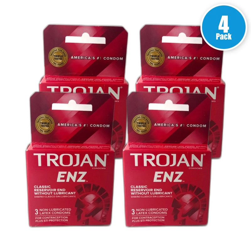 Trojan Regular Non Lubricated Condoms Latex Exp 02/30 Pack of 4 New