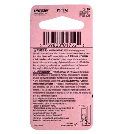 Energizer 2430 Lithium Coin Battery 3V 10 Pack New