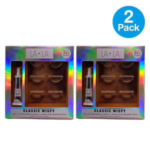 LA LA Classic Wispy Reusable Eyelashes 2 Pack New