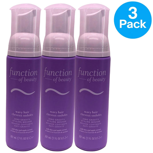 Function of Beauty Wavy Hair Zero Gravity Styling Mousse 7oz 3 Pack New