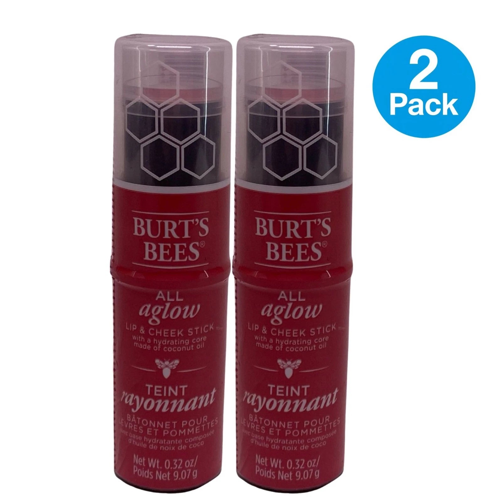 Burt's Bees All Aglow Lip & Cheek Stick Blush Bay 2 Pack