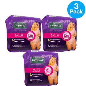 Depend Fresh Protection Night Defense Incontinence Underwear for Women XL 36 Cou