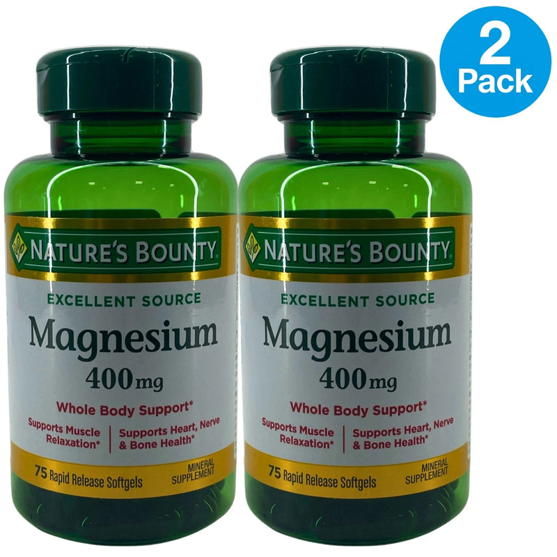 Nature's Bounty Magnesium 400 mg Whole Body Support Muscle Relaxation 75 Softgel